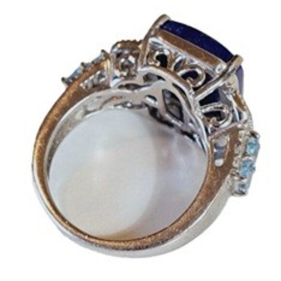 Sterling Lapis Filigree Ring 5.5 - Picture 4 of 4